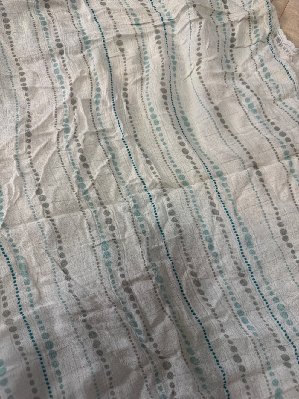 Aden & Anis Bamboo Cotton Light Dot-Stripe White, Gray & Teal